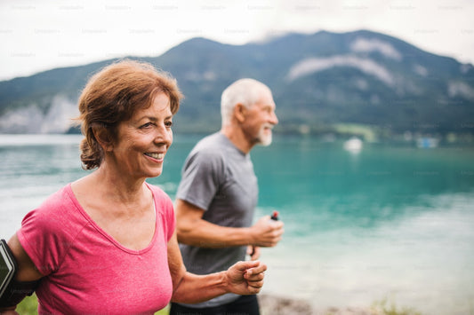 two old people running