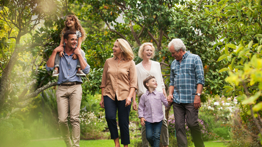 Family discussing inherited cancer risk and genetic screening
