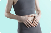 girl showing her stomach image for bowel check page